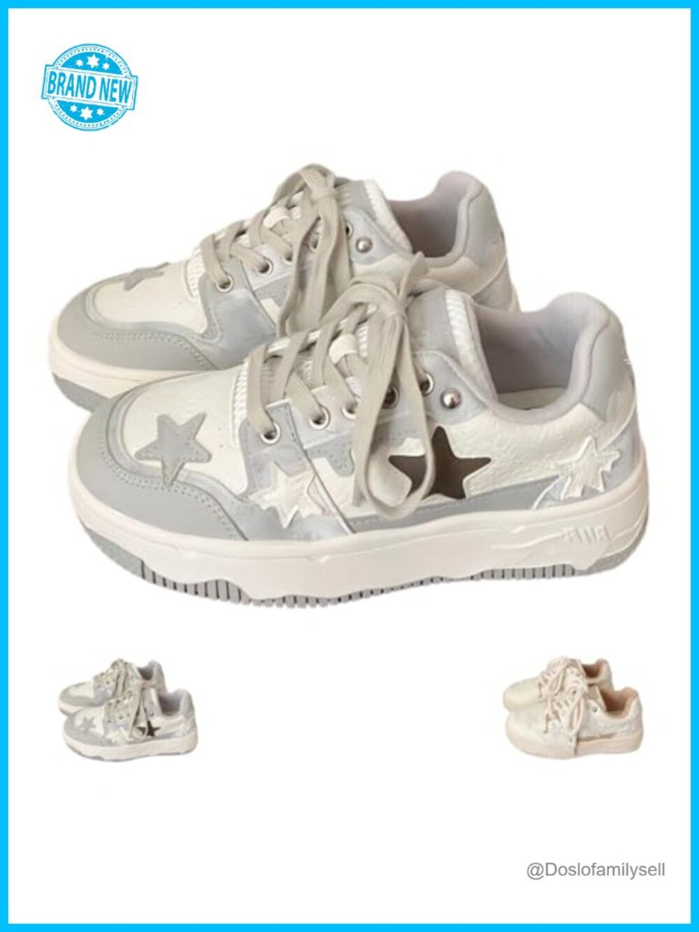 Women's Star Platform Sneakers Chunky Walking Shoes Comfort Support Lace-Up